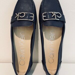 Calvin Klein Dark Blue Loafers with Silver Accent